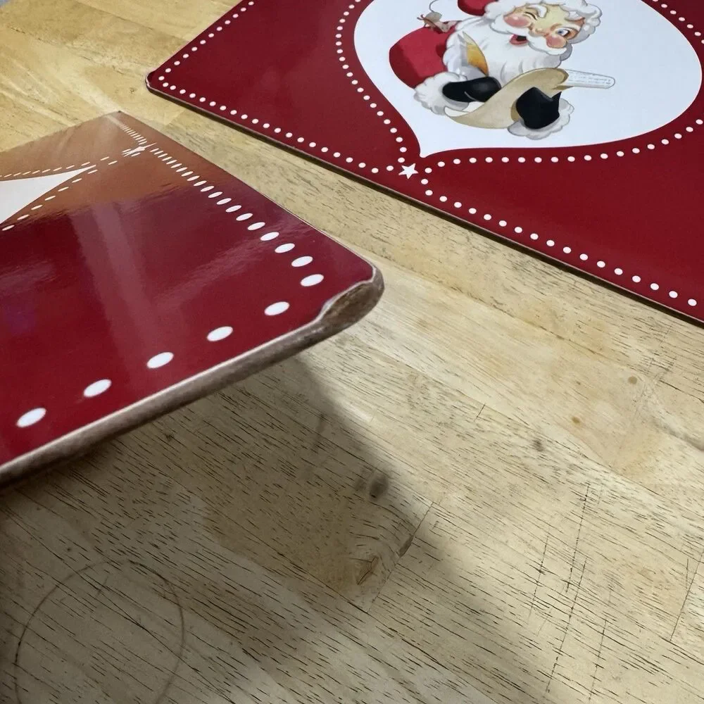 Pottery Barn Kids Santa Cork Placemats Red Christmas List Mouse Set X2 2015 GUC